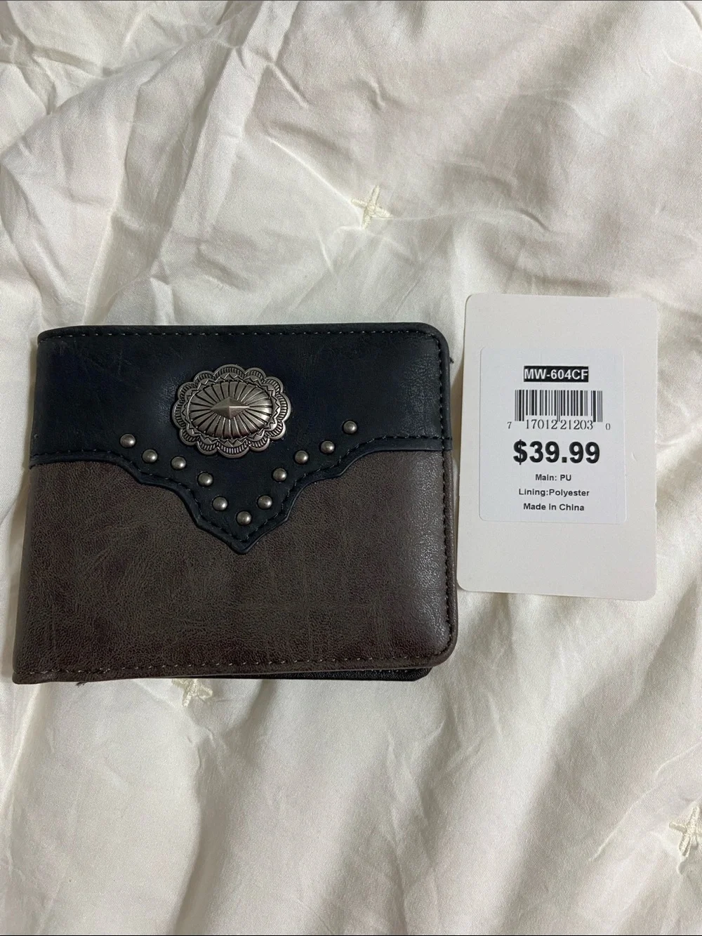 Men's Black & Brown Western-Style Bi-Fold Card & Key Wallet